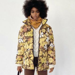 Zara floral puffer jacket Clearance
